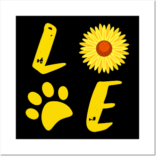 Funny Dog sunflower Posters and Art